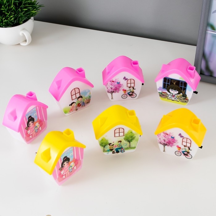 Ночник Ночник "Домик" LED от сети 220В белый бело-зеленый 7х7х7 см, МИКС RISALUX