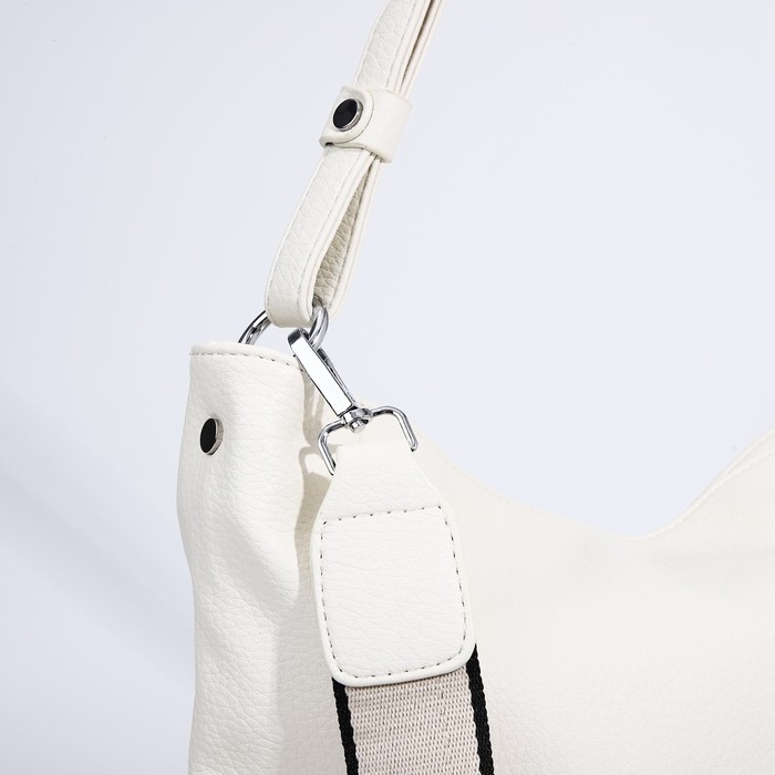 Сумка-тоут на молнии, 3 наружных кармана, цвет белый