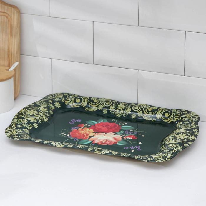 Поднос из нержавеющей стали «Бахмал», 38×24,7 см, рисунок МИКС Поднос из нержавеющей стали «Бахмал», 38×24,7 см, рисунок МИКС