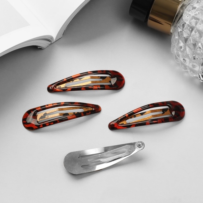 Невидимка для волос  Невидимка для волос "Ажурная" (набор 6 шт) 5 см, леопардовый