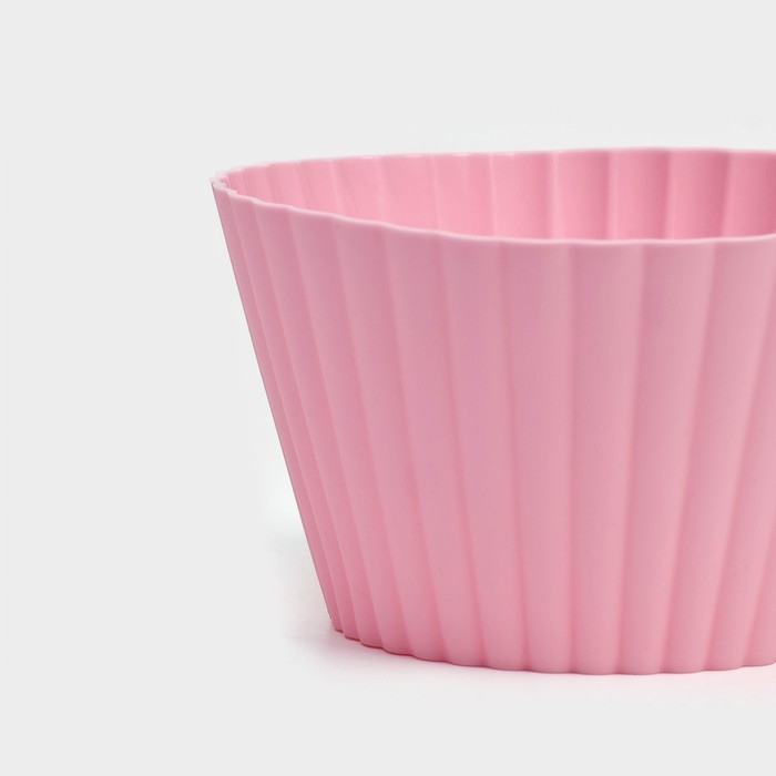 Форма для выпечки Доляна &laquo;Круг. Риб&raquo;, силикон, 10,5&times;6 см, цвет розовый