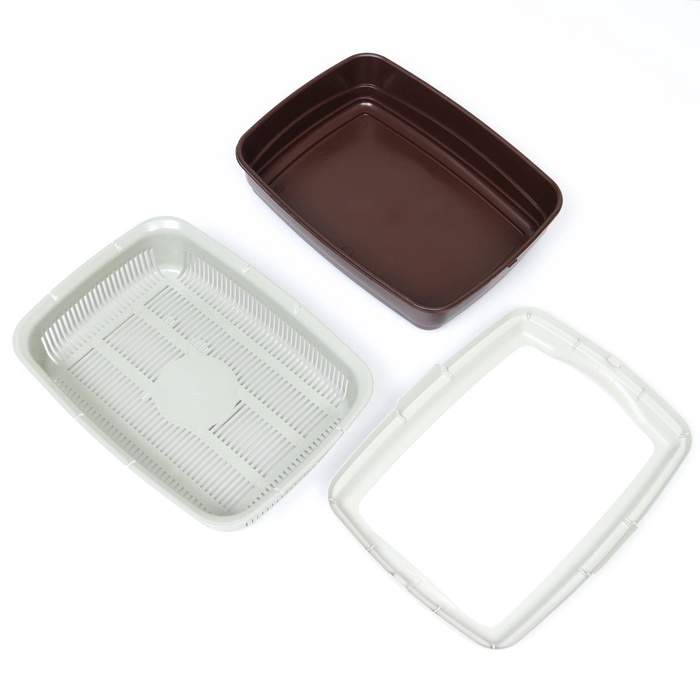 Лоток большой с сеткой и бортиком Atlantis  Лоток большой с сеткой и бортиком Atlantis "Стандарт", 43 х 33 х 12,5 см, шоколад