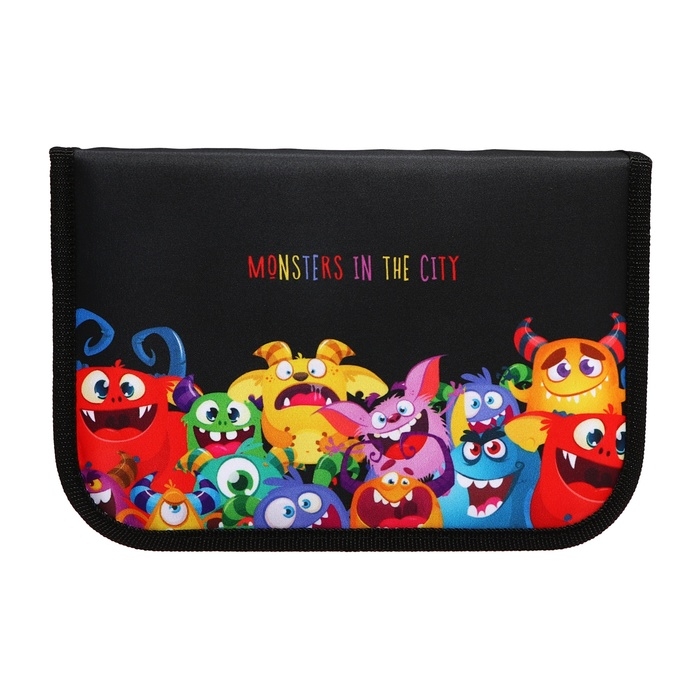 Пенал 3 секции, вкладка внутри, 140 х 210 х 40 мм, тканевый, Calligrata TOP Block  Пенал 3 секции, вкладка внутри, 140 х 210 х 40 мм, тканевый, Calligrata TOP Block "Монстрики"