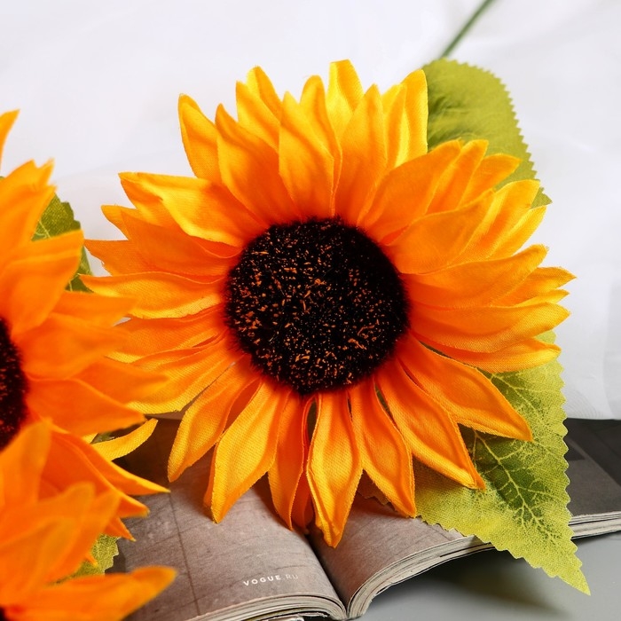 Цветы искусственные  Цветы искусственные "Подсолнух галант" 60 см d-12 см, оранжевый