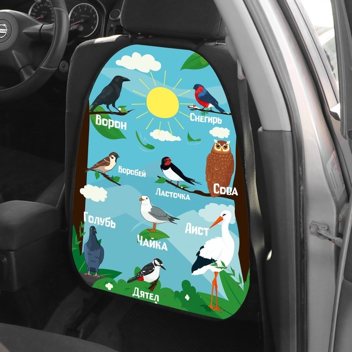 Накидка на сиденье автомобильное  Cartage Птицы, ПВХ, 60 х 45 см, европодвес