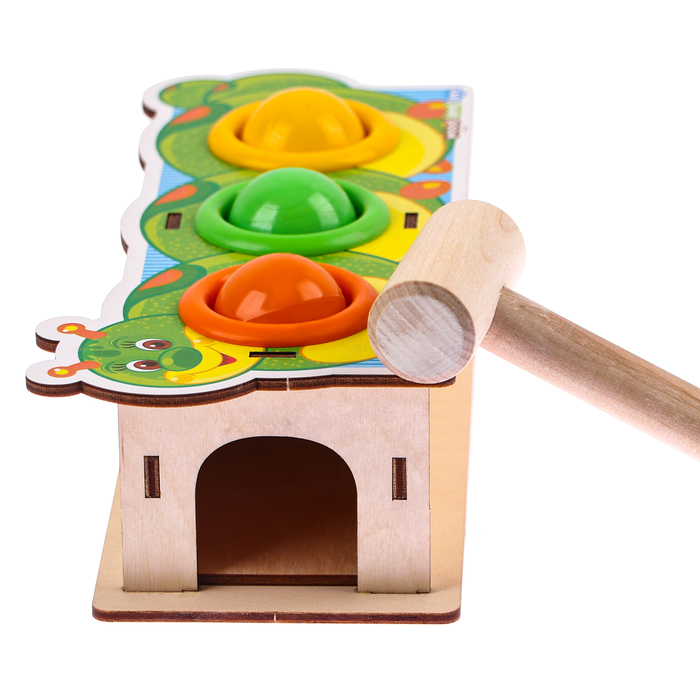 Стучалка-сортер «Гусеница», с молотком, МИКС Стучалка-сортер «Гусеница», с молотком, МИКС