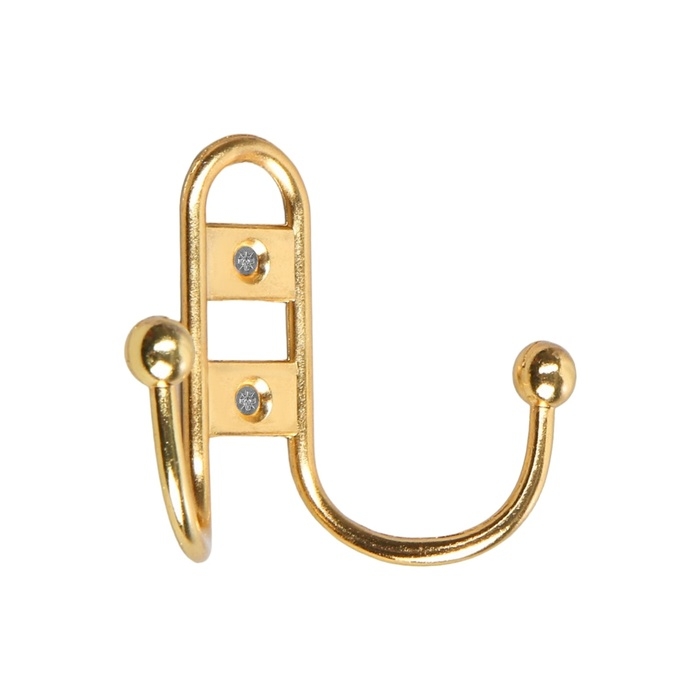 Крючок мебельный ТУНДРА TKD017, двухрожковый, золото Крючок мебельный ТУНДРА TKD017, двухрожковый, золото