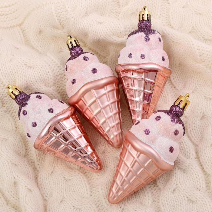 Ёлочная игрушка Ёлочная игрушка "Рожок мороженого" (набор 4 шт) 4,5х10 см