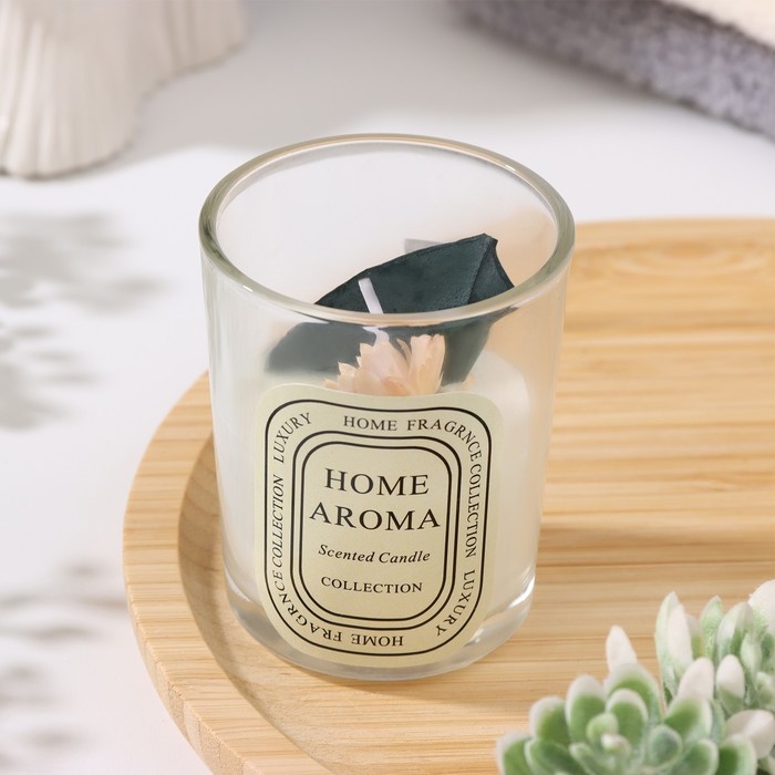 Свеча ароматическая в стакане  Свеча ароматическая в стакане "Sweet Love", ветряной колокольчик цветы МИКС, 5,5х6,5 см