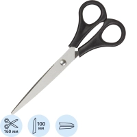 Ножницы Attache 160 мм с пластик симметричными ручками,черный