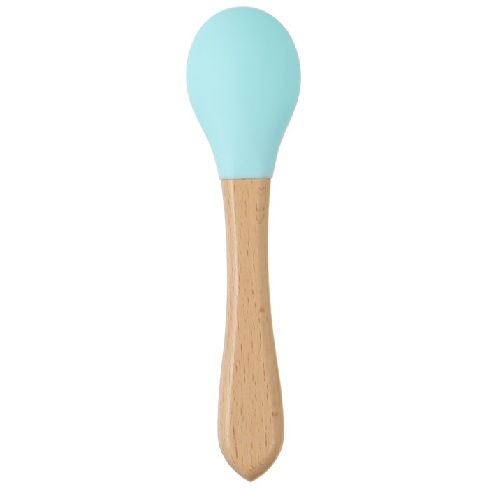 Ложка детская для кормления Крошка Я (силикон, бамбук), цвет голубой Ложка детская для кормления Крошка Я (силикон, бамбук), цвет голубой