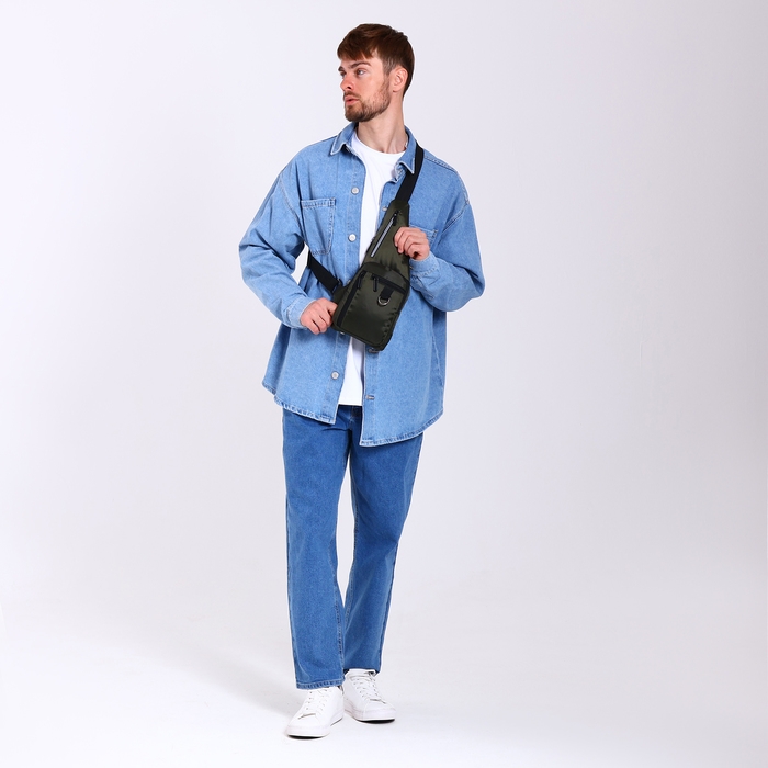 Сумка-слинг мужская из текстиля, цвет хаки Сумка-слинг мужская из текстиля, цвет хаки