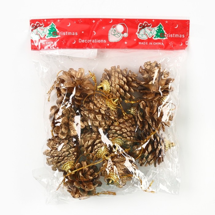 Ёлочные игрушки новогодние «Еловые шишки», на Новый год, цвет золотой Ёлочные игрушки новогодние «Еловые шишки», на Новый год, цвет золотой