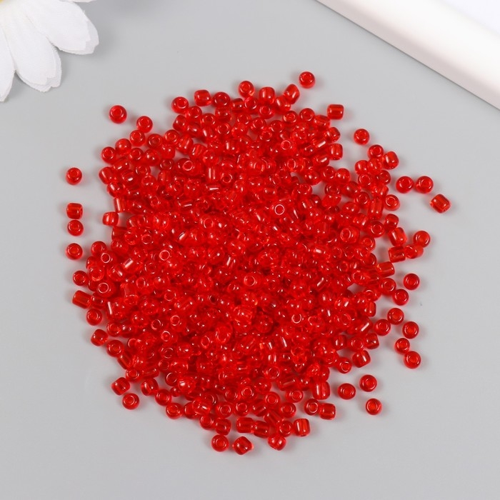 Бисер стекло 6/0  Бисер стекло 6/0 "Алый" прозрачный 450 гр