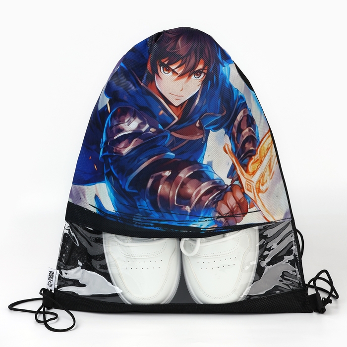 Мешок для обуви «Аниме воин» с прозрачным окном 30 х 40 см Мешок для обуви «Аниме воин» с прозрачным окном 30 х 40 см
