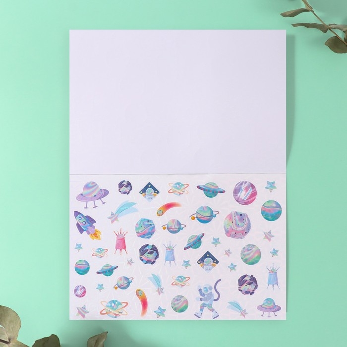 Наклейки в книжке Наклейки в книжке "Космография" + 3 фона голография 20,7х14,2 см