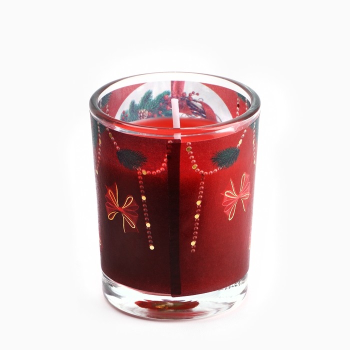 Новогодняя свеча с калькой «Новый год: Добро пожаловать», аромат вишня,5х6х5 см Новогодняя свеча с калькой «Новый год: Добро пожаловать», аромат вишня,5х6х5 см