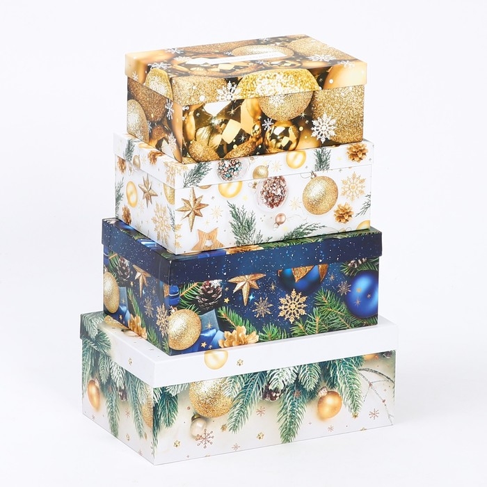 Набор коробок подарочных 15 в 1 «С Новым годом», 12 х 7 х 4 см - 46,6 х 35,2 х 17.5 см, Новый год