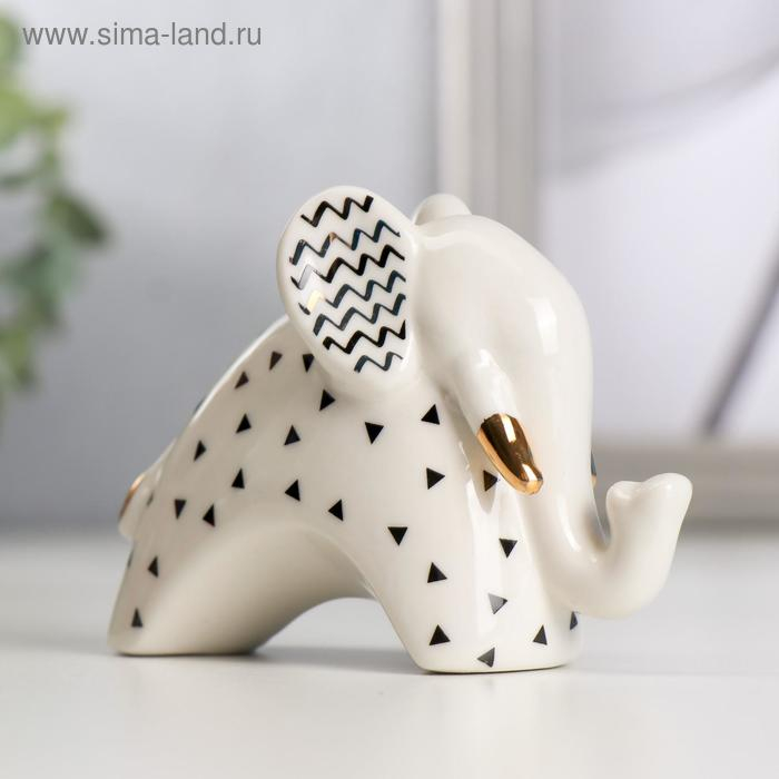 Сувенир керамика Сувенир керамика "Слонёнок с зигзагом на ушках" бело-чёрный с золотом 7х4,2х9,8 см