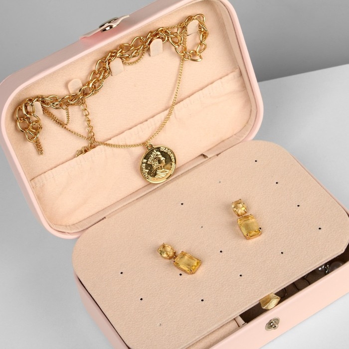 Органайзер для хранения украшений &laquo;Шкатулка портативная&raquo;, 11&times;16&times;5 см, цвет розовый