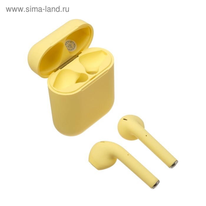 Наушники беспроводные Luazon i12, TWS, BT 5.0, 35/300 мАч, сенсор, матовые, жёлтые Наушники беспроводные Luazon i12, TWS, BT 5.0, 35/300 мАч, сенсор, матовые, жёлтые