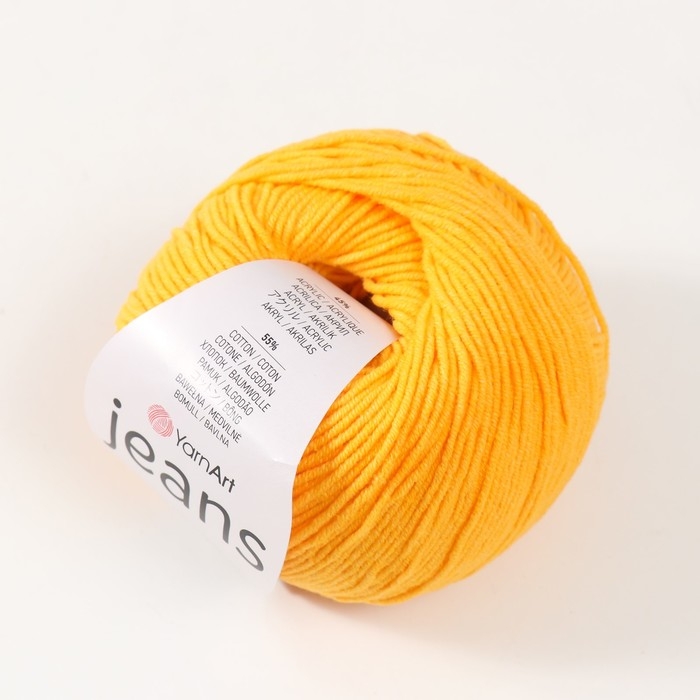 Пряжа "Jeans" 55% хлопок, 45% акрил 160м/50гр (35 желтый)