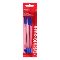 Набор ручек шариковых 3 штуки, ErichKrause ULTRA-10 Stick Classic, узел 0.7 мм, чернила синие, длина линии письма 2000 метров
