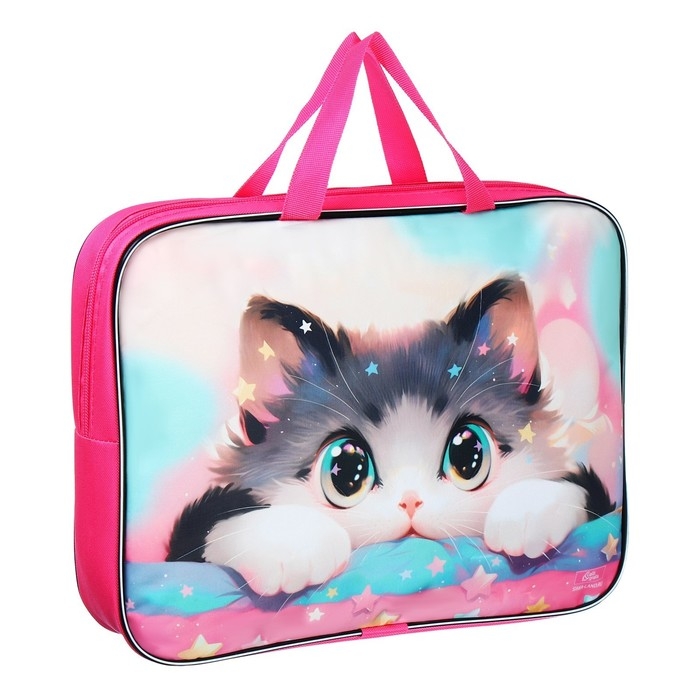 Папка с ручками текстильная А4, 350 х 270 х 70 мм, Calligrata Папка с ручками текстильная А4, 350 х 270 х 70 мм, Calligrata "Котик корея"