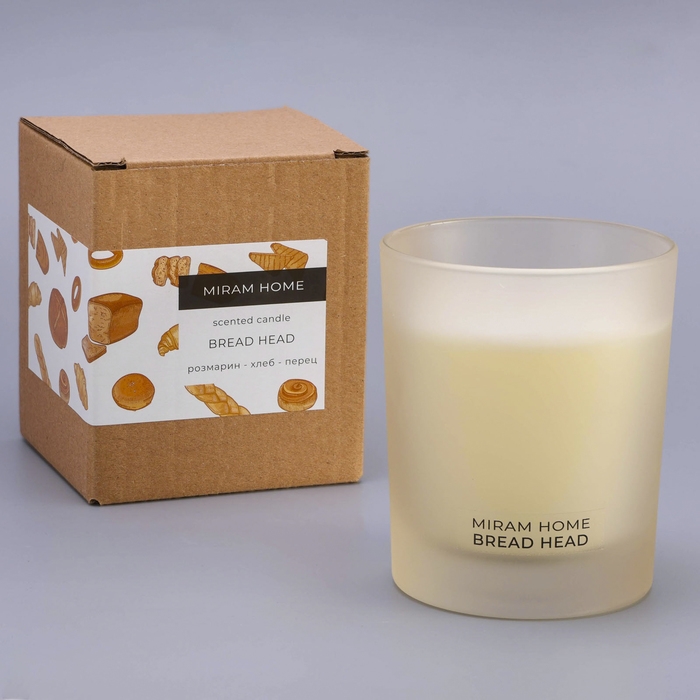 Свеча ароматическая в стекле  Свеча ароматическая в стекле "BREAD HEAD", хлеб, перец,  розмарин, 200 г