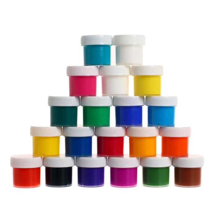 Краска акриловая, набор 20 цветов х 20 мл,  Краска акриловая, набор 20 цветов х 20 мл, "Луч", художественные