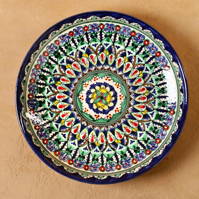 Ляган Риштанская Керамика "Узоры", 31 см, синий