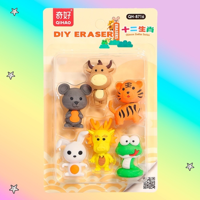 Игровой набор ластиков «Зверята», 6 шт., МИКС Игровой набор ластиков «Зверята», 6 шт., МИКС