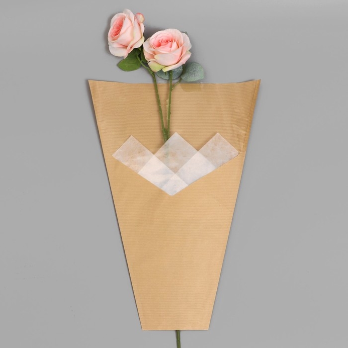 Пакет конус для цветов, крафт+ пленка,  30+11х42см±1см, натуральный Пакет конус для цветов, крафт+ пленка,  30+11х42см±1см, натуральный