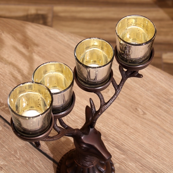 Подсвечник на 4 свечи Подсвечник на 4 свечи "Олень" алюминий 26х13х30 см