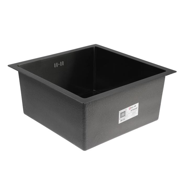 Мойка кухонная AFLORN AF94444F, врезная, S=3,0 и 0,8 мм, 44х44х22 см, сифон, графит Мойка кухонная AFLORN AF94444F, врезная, S=3,0 и 0,8 мм, 44х44х22 см, сифон, графит