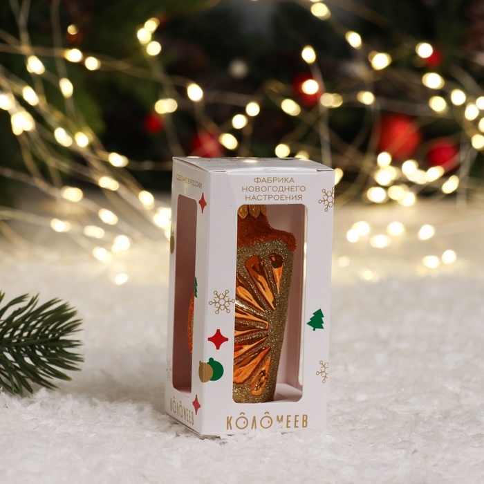 Елочное украшение Елочное украшение "Долька апельсина"., в подарочной упаковке, h-7 см