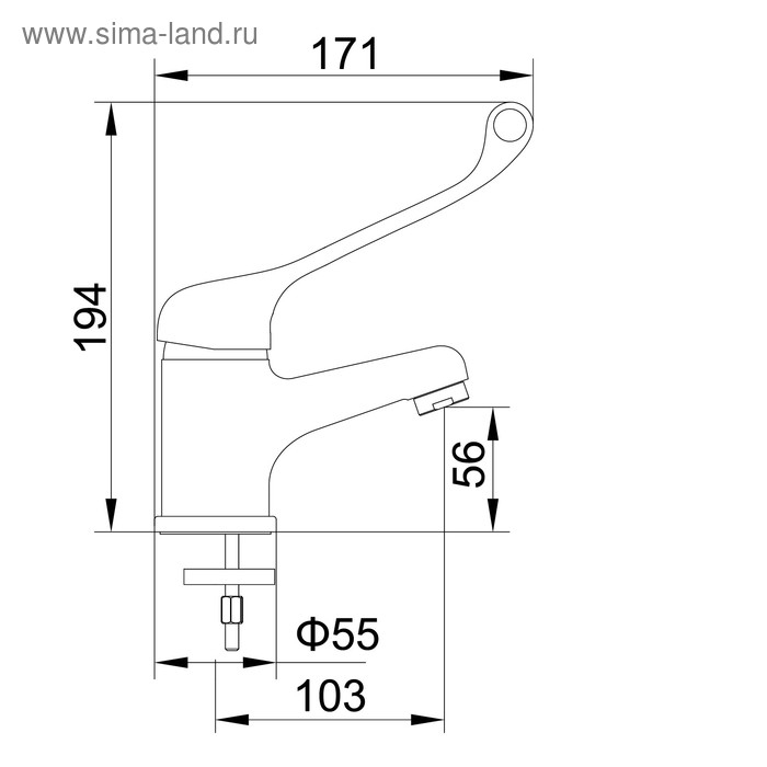 Смеситель для раковины Accoona A9041, однорычажный, с хирургической ручкой, хром Смеситель для раковины Accoona A9041, однорычажный, с хирургической ручкой, хром