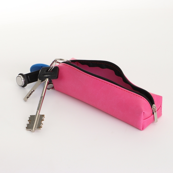 Ключница на молнии, длина 16 см, кольцо, карабин, цвет розовый Ключница на молнии, длина 16 см, кольцо, карабин, цвет розовый