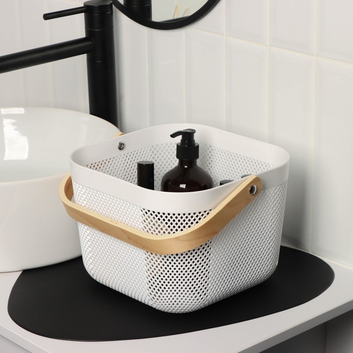 Корзина для хранения LaDо́m «Скандинавия», 23,5×24×18 см, цвет белый Корзина для хранения LaDо́m «Скандинавия», 23,5×24×18 см, цвет белый