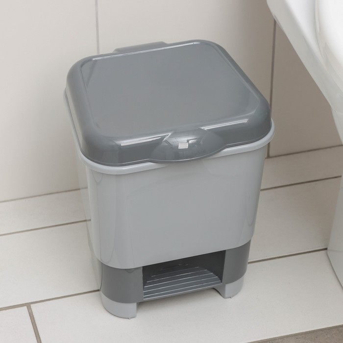 Контейнер для мусора с педалью, 8 л, 24×25,5×29,5 см, цвет серый Контейнер для мусора с педалью, 8 л, 24×25,5×29,5 см, цвет серый