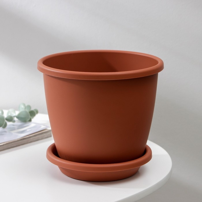 Горшок для цветов с поддоном «Афина», 2,2 л, пластиковый, цвет коричневый Горшок для цветов с поддоном «Афина», 2,2 л, пластиковый, цвет коричневый