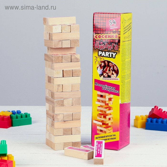 Падающая башня Падающая башня "Молодежная вечеринка" макси, 54 бруска, 33 х 7.5 см