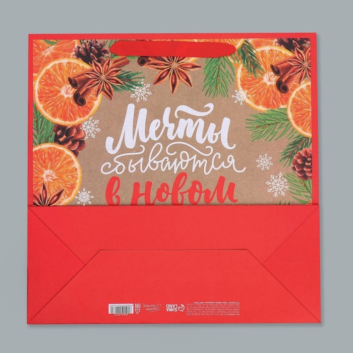 Пакет подарочный новогодний крафтовый квадратный «Мечты», 30 х 30 х 12 см, Новый год Пакет подарочный новогодний крафтовый квадратный «Мечты», 30 х 30 х 12 см, Новый год