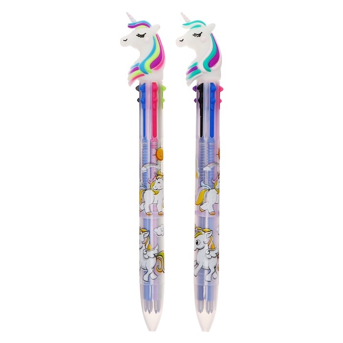 Ручка шариковая, автоматическая Ручка шариковая, автоматическая "Единорог", 6-х цветная (штрихкод на штуке)