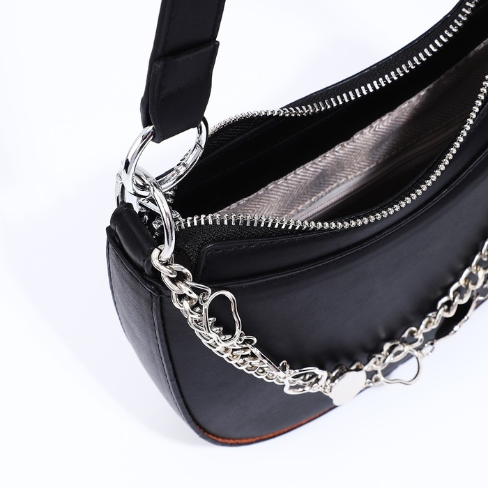 Сумка-багет на молнии, цвет чёрный Сумка-багет на молнии, цвет чёрный