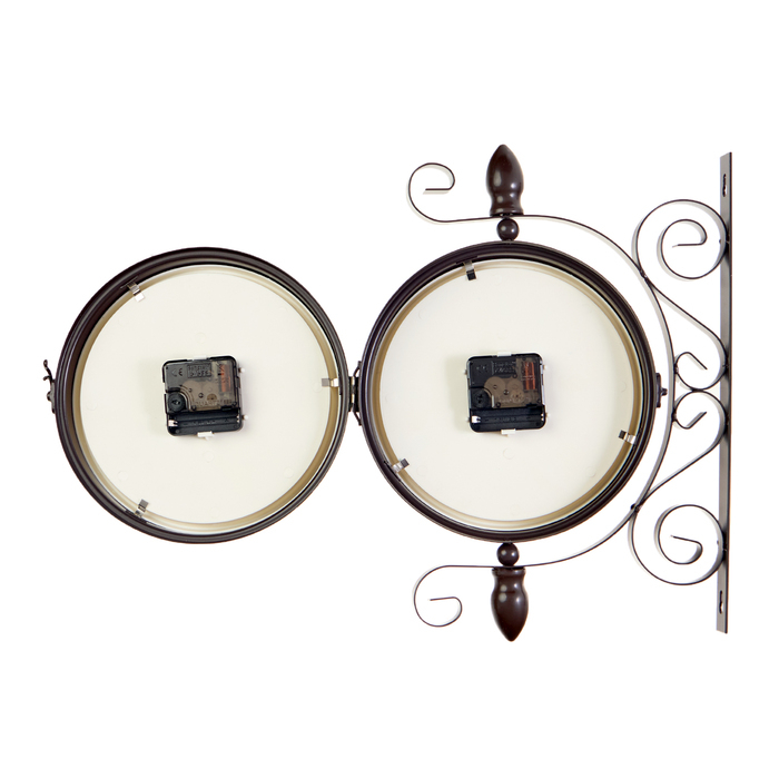 Часы настенные двусторонние, на подвесе  Часы настенные двусторонние, на подвесе "Розы", бесшумные, циферблат d-19 см, 30 х 35 см