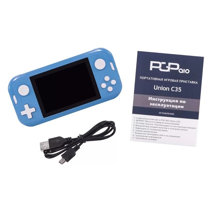 Игровая приставка PGP AIO Union C35b, Mini USB кабель, 64 бит, 4000 игр, синяя