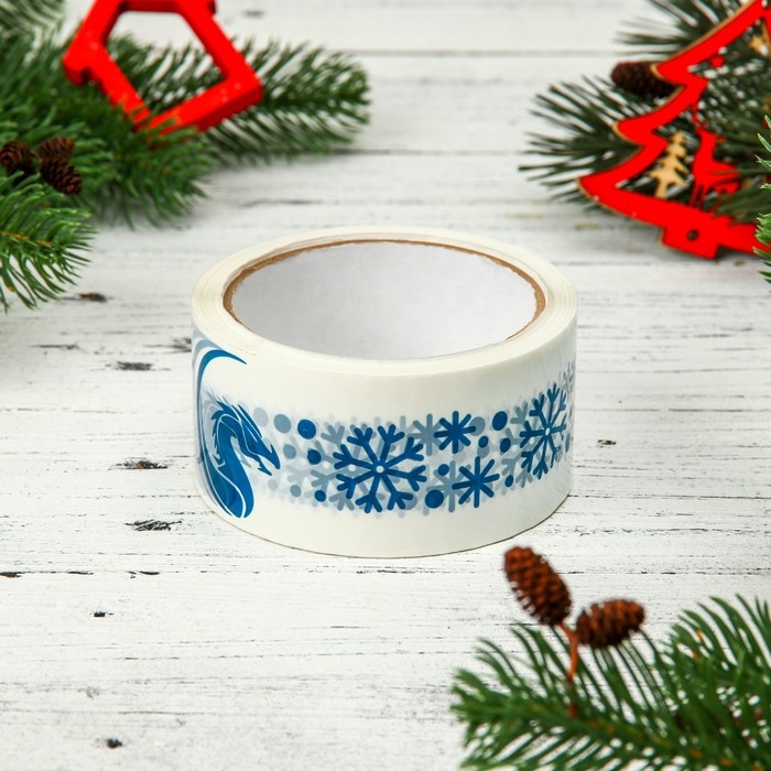 Новый год. Скотч с логотипом  Новый год. Скотч с логотипом "ДраконСнежинки" 48*45м 45мкм