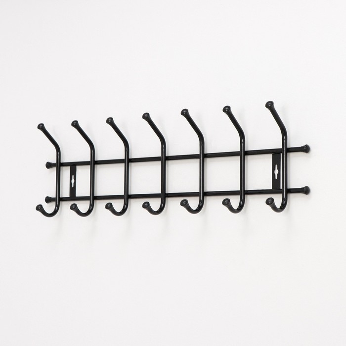 Вешалка настенная на 7 крючков, 69×21,5 см, цвет чёрный Вешалка настенная на 7 крючков, 69×21,5 см, цвет чёрный
