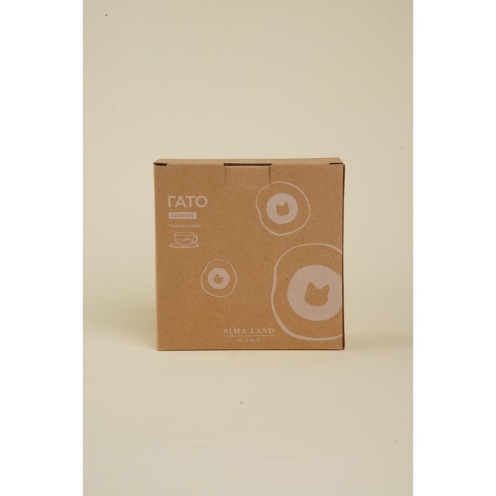 Чайная пара фарфоровая SL Home «Гато», 2 предмета: чашка 270 мл, блюдце d=16,5 см, цвет белый